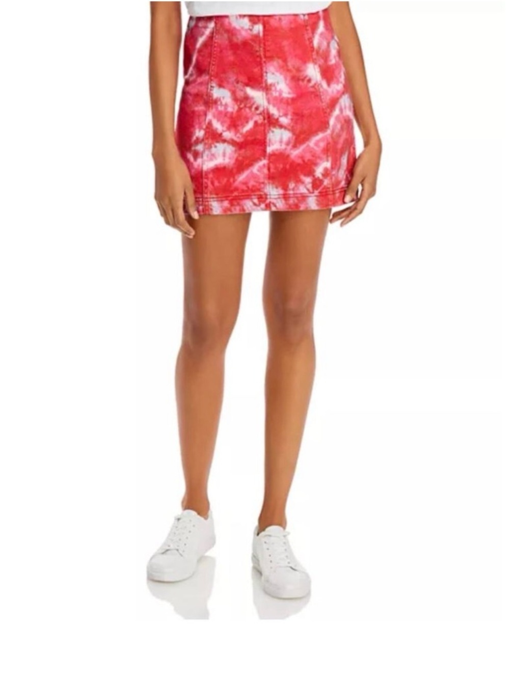 Free People Red Tie-Dye Modern Femme Novelty Mini Skirt